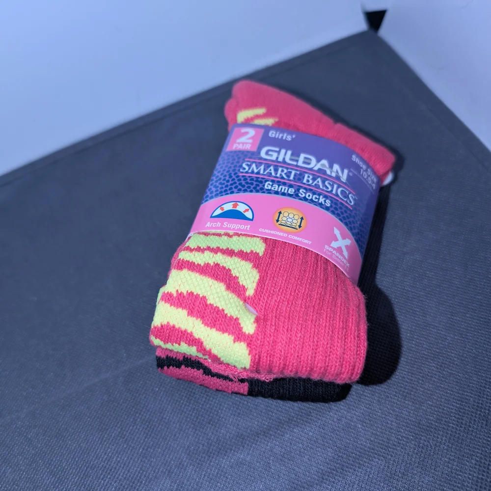 Gildan Pink and Green Game Socks